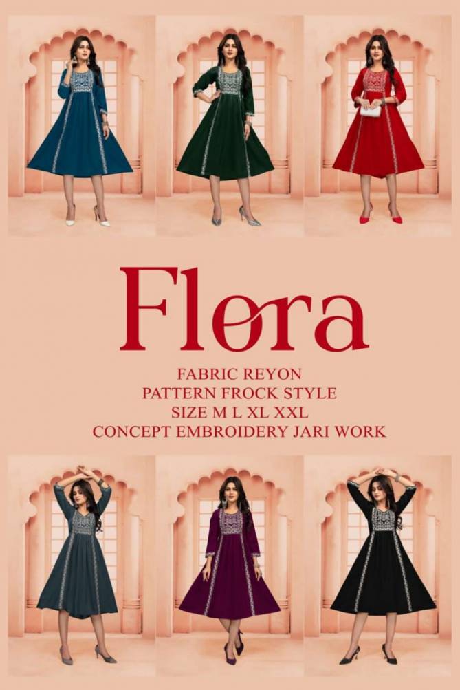 Flora 3 Regular Wear Rayon Printed Anarkali Kurti Collection